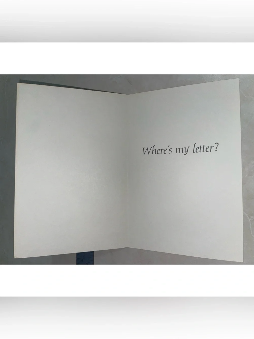 “Where’s my letter?” Dog Mailbox Greeting Card
